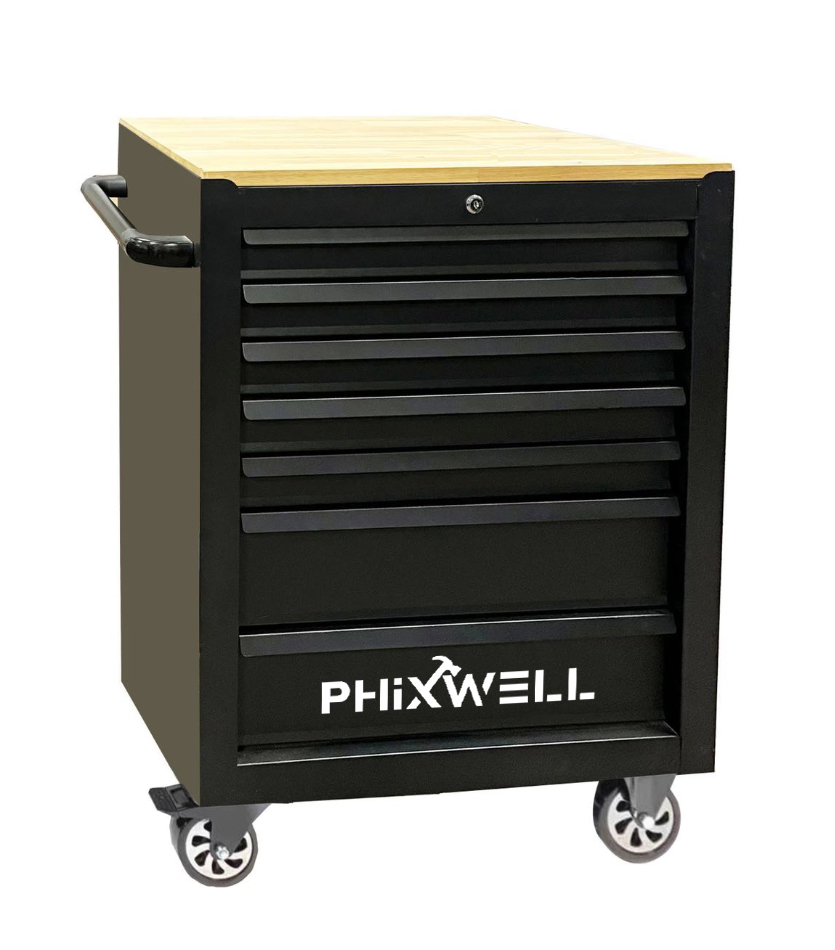 719506 PHIXWELL Lemari penyimpanan 7 laci dengan meja kayu