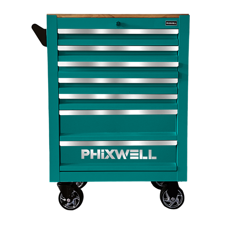 719506 PHIXWELL Lemari penyimpanan 7 laci dengan meja kayu