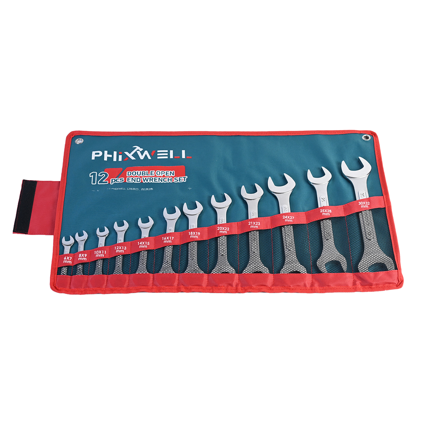 717534 PHIXWELL 12 Buah Set Kunci Pas Bergaris Kepala Ganda