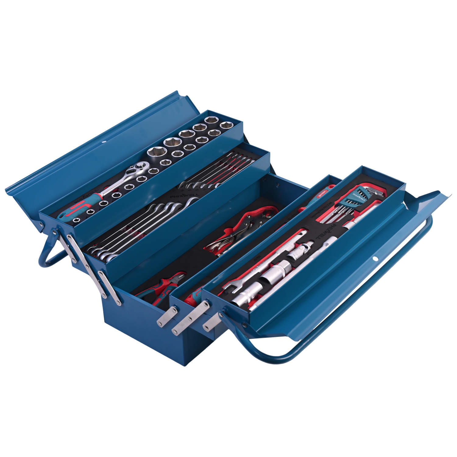 717302 PHIXWELL 56 pcs set perkakas tangan kotak besi rumah tangga